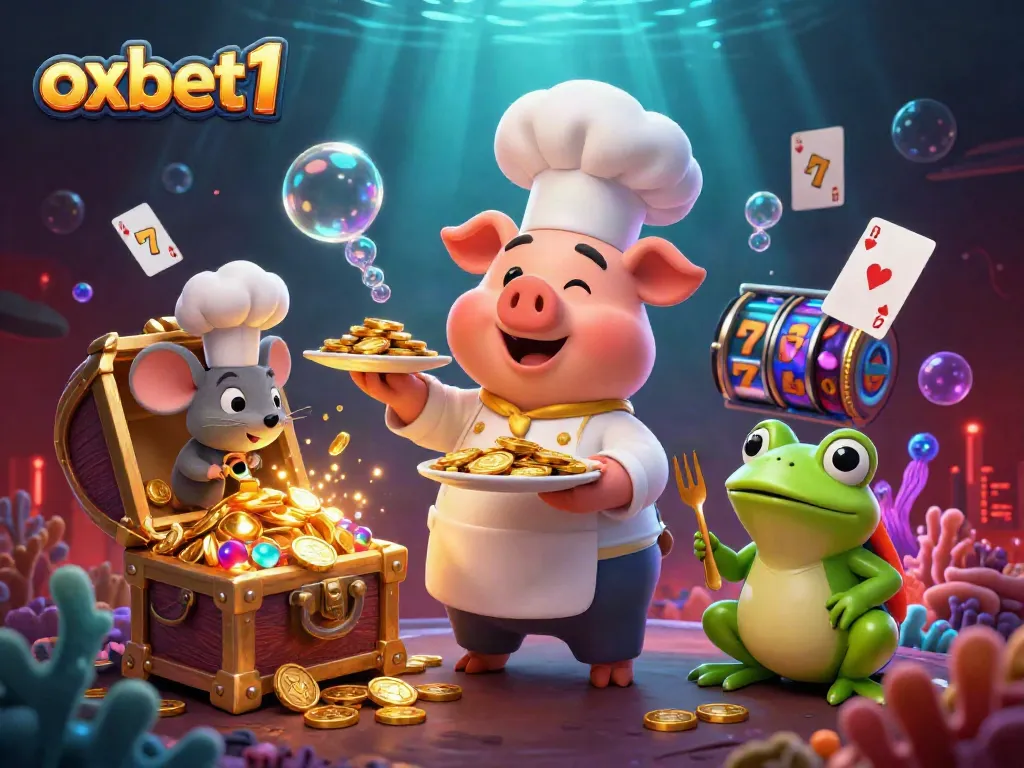 Effortlessly win at oxbet1 with this vibrant 3D casino illustration showcasing gold coins and slot elements.