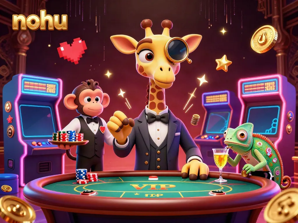 Experience ultimate gaming with nohu's high-roller giraffe at a vibrant virtual casino.