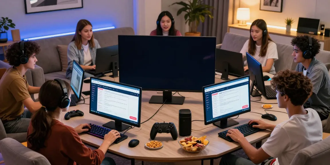 Group of young adults enjoying a gaming session on SERIBUTOTO platform in a cozy living room.