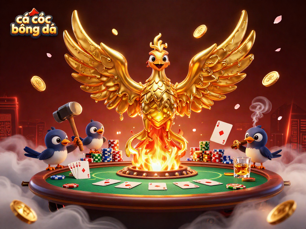 Experience cá cược bóng đá excitement with a golden phoenix and dynamic casino scene.