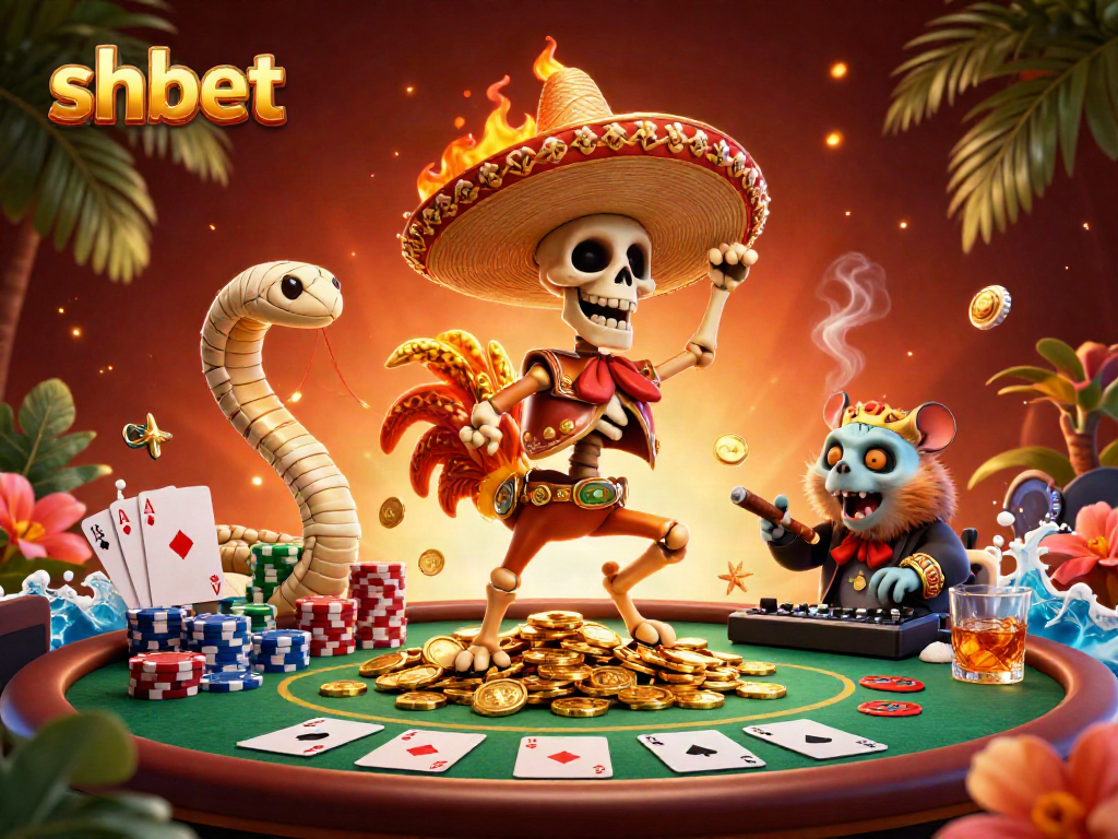 shbet animated characters dancing on gold coins showcasing a vibrant casino scene