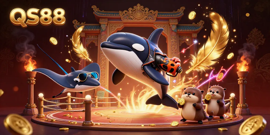 Experience the thrill of QS88 with animated characters showcasing online gambling excitement in a vibrant scene.