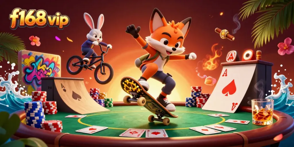 Experience exciting gameplay with f168 vip in this vibrant casino-themed 3D illustration.