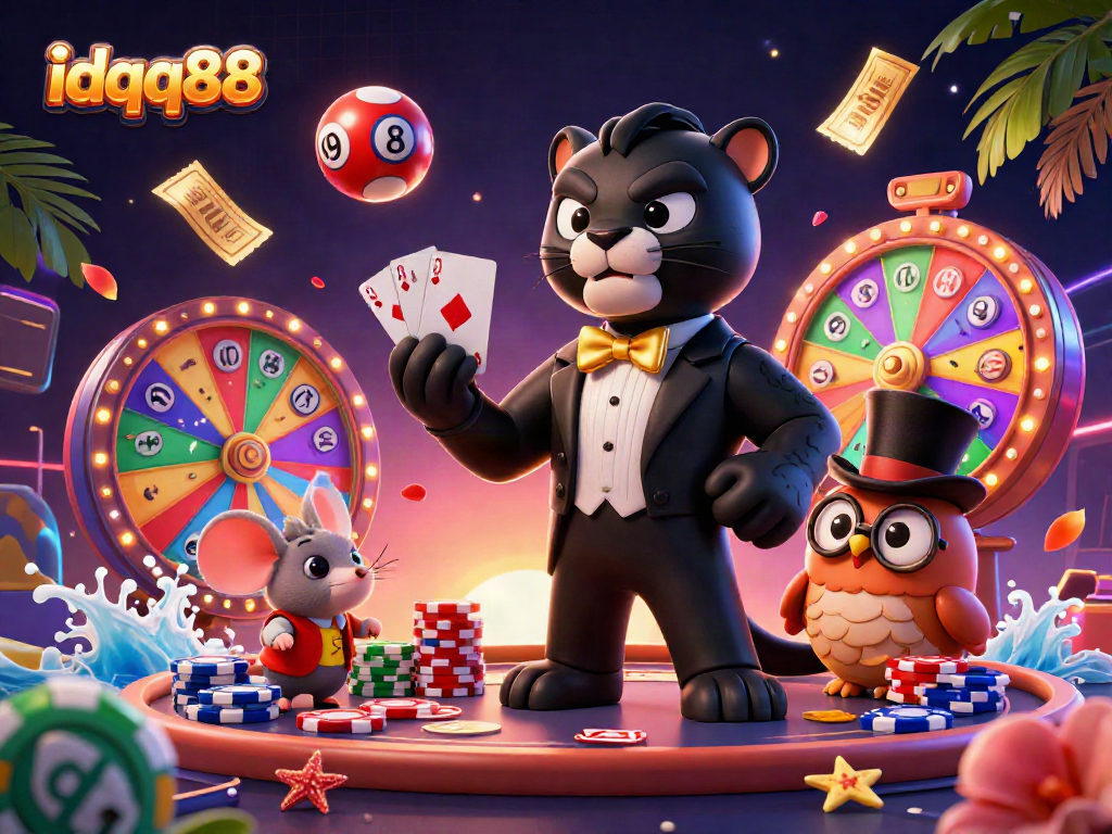 Join the excitement at idqq88 with stylish gaming characters and vibrant casino elements