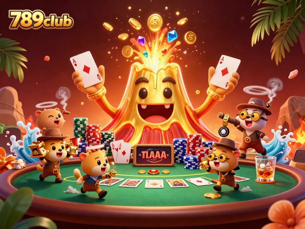 Play 789club thrilling games with a triumphant volcano and treasure-seeking animals in action.