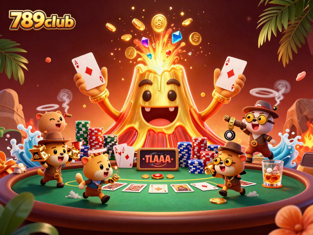 Play 789club thrilling games with a triumphant volcano and treasure-seeking animals in action.