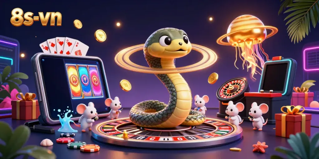Experience vibrant cosmic gameplay with the 8s-vn casino, where playful astronaut mice bet on roulette rings.
