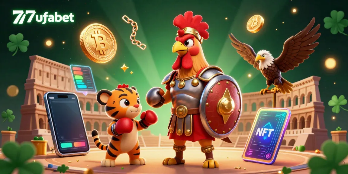 Experience thrilling gameplay at 77ufabet with our dynamic 3D illustration showcasing casino excitement.