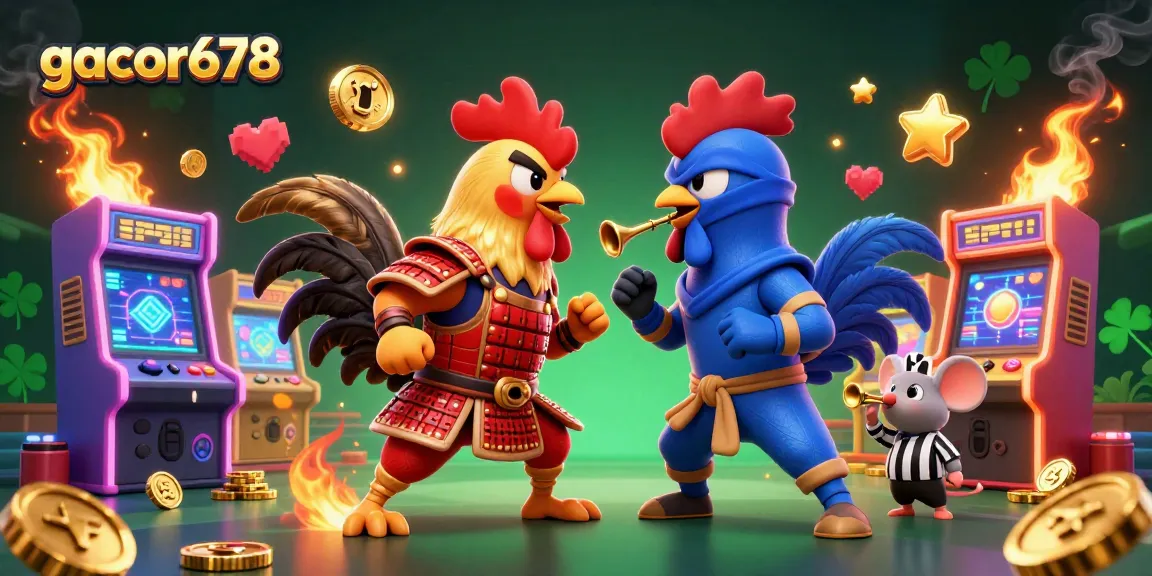 Experience the thrilling battle of the gacor678 fighting roosters in a vibrant casino showdown.