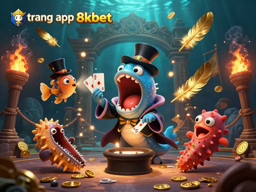 Engage in thrilling gameplay with trang app 8xbet featuring a deep-sea casino scene filled with enchanting characters.