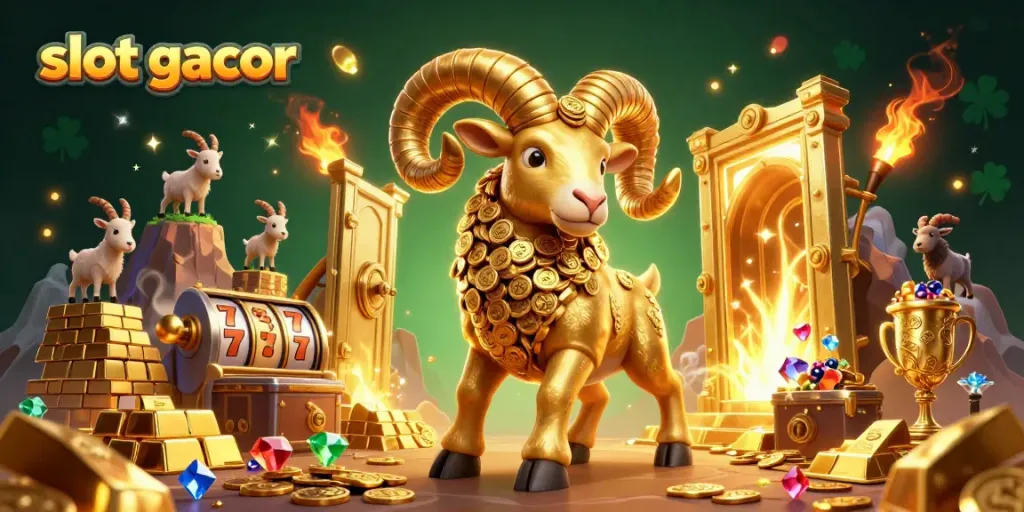 Permainan slot gacor yang menarik ditampilkan dengan karakter unik dan harta berlimpah.