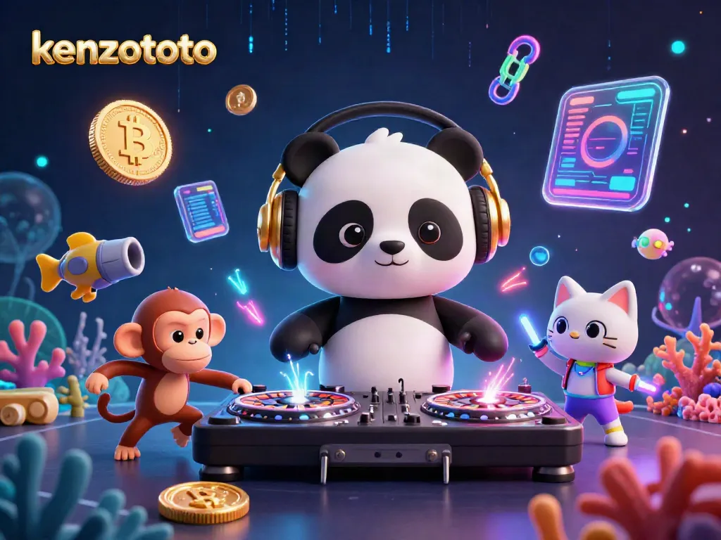 Kenzototo's vibrant fish shooting game scene with DJ panda and colorful underwater creatures.