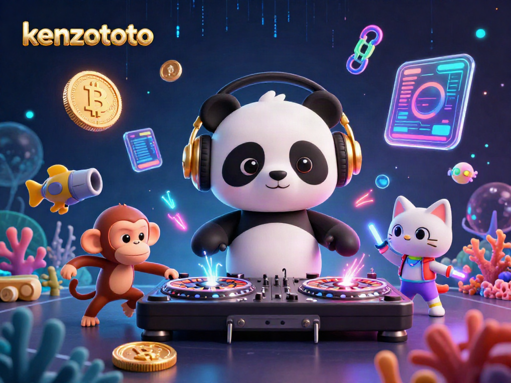 Kenzototo's vibrant fish shooting game scene with DJ panda and colorful underwater creatures.