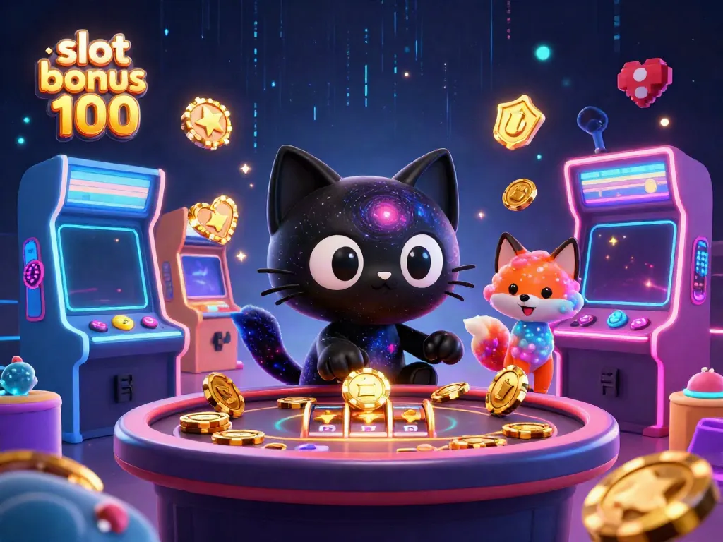 Experience thrilling gameplay with a slot bonus 100 offer in a vibrant casino scene.