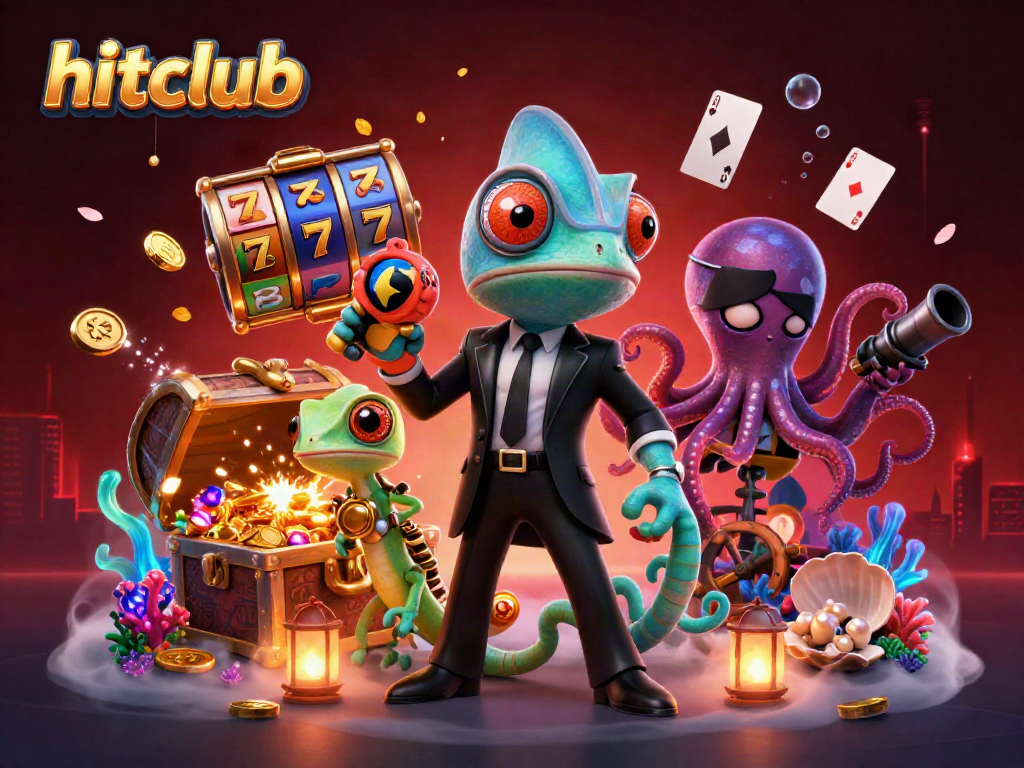 Hitclub's thrilling slot experience captured in a vibrant 3D scene with rich casino elements.