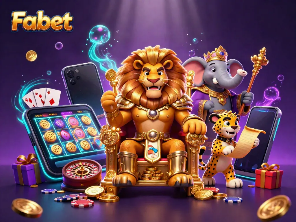 Experience thrilling gameplay at Fabet with royal characters and stunning casino elements.