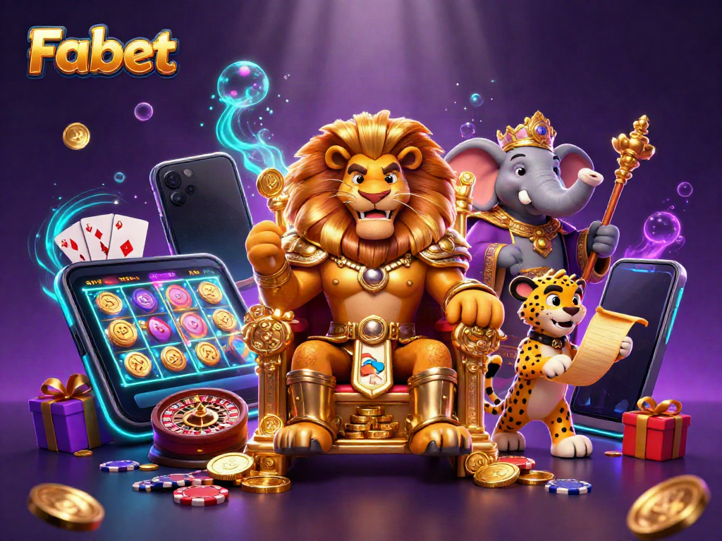 Experience thrilling gameplay at Fabet with royal characters and stunning casino elements.