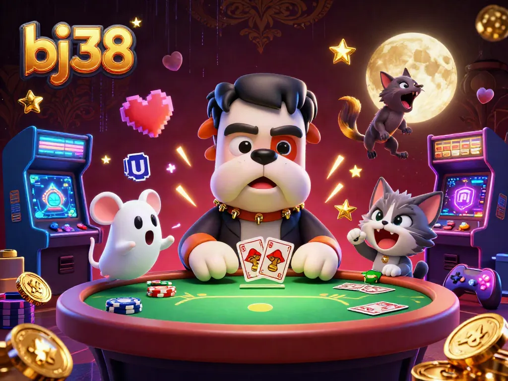Engage in thrilling casino action with bj38's colorful characters at the poker table scene.