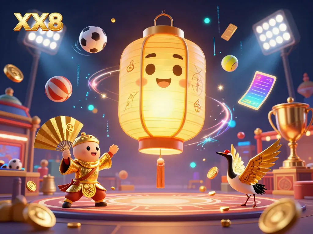 Engage with sports betting at XX8 featuring vibrant characters and dynamic elements in a casino atmosphere.