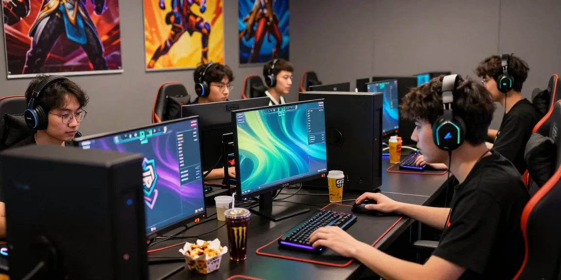 Suasana pertandingan game online di Tusuk88 dengan pemain fokus dan peralatan gaming modern.