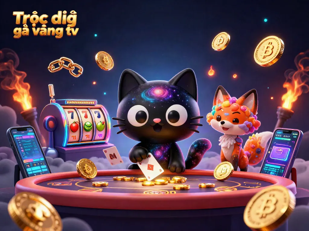 Experience live betting excitement with Trực tiếp gà vàng tv and vibrant casino elements in a dynamic 3D scene.