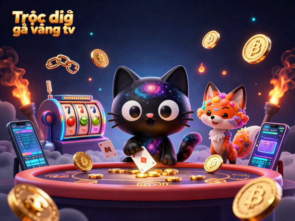 Experience live betting excitement with Trực tiếp gà vàng tv and vibrant casino elements in a dynamic 3D scene.