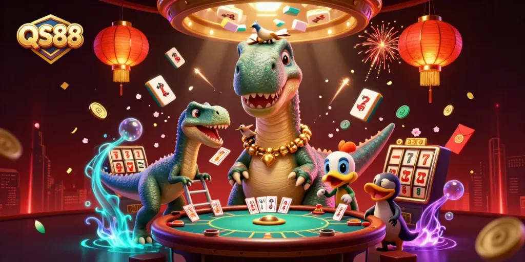 Engage in thrilling games at QS88 with vibrant characters and vivid casino elements!