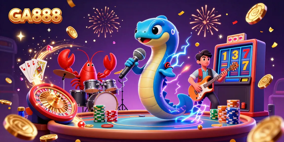 Engage in thrilling action at GA888 with an underwater casino scene featuring vibrant characters and dynamic gameplay.