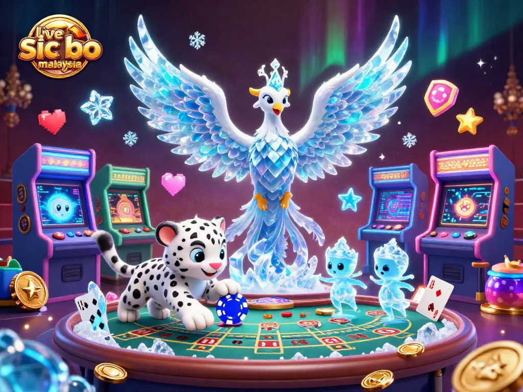 Engage in live sic bo malaysia with an energetic casino scene featuring vibrant characters and game elements.