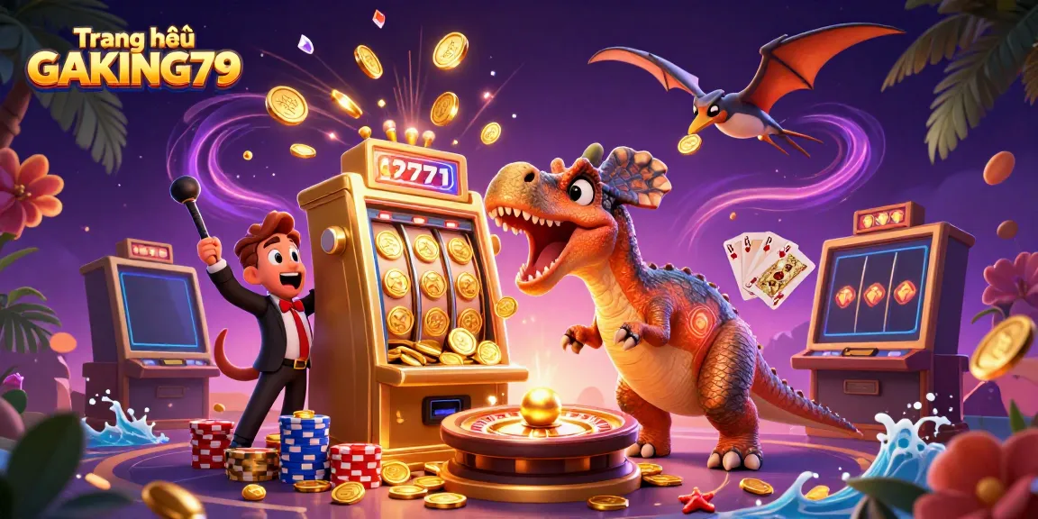 Experience the thrill of Trang chủ GAKING79 as a pachycephalosaurus hits the jackpot in a vibrant casino scene.