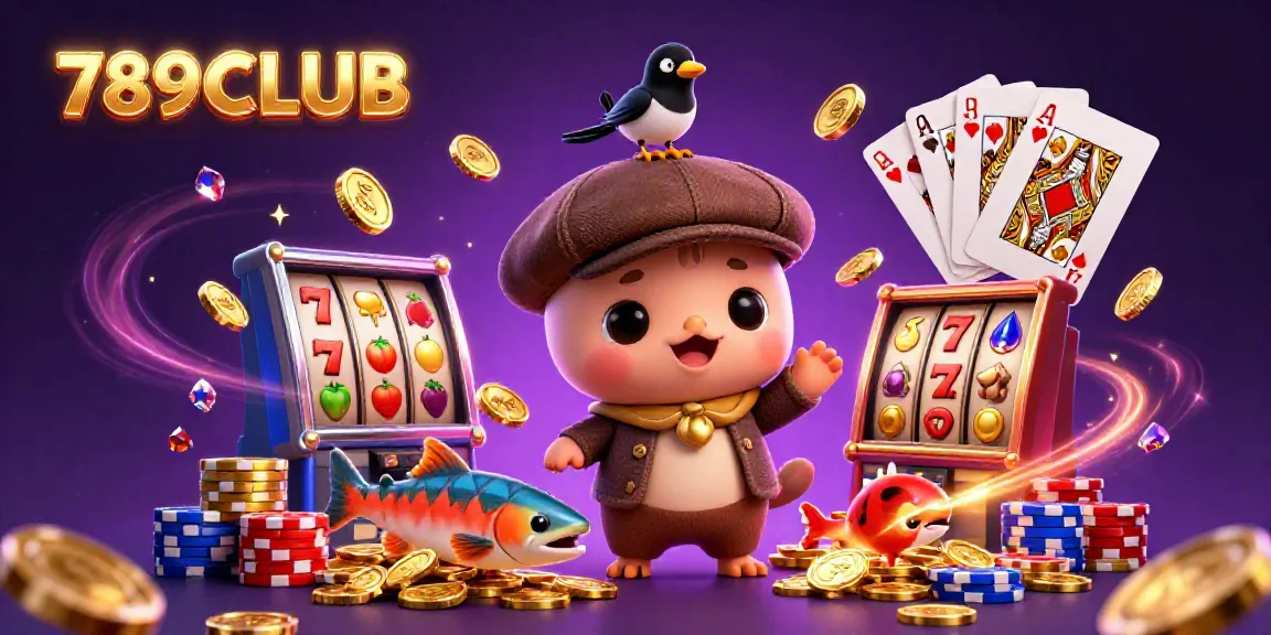 Experience the excitement of 789CLUB with playful characters and dynamic casino elements.