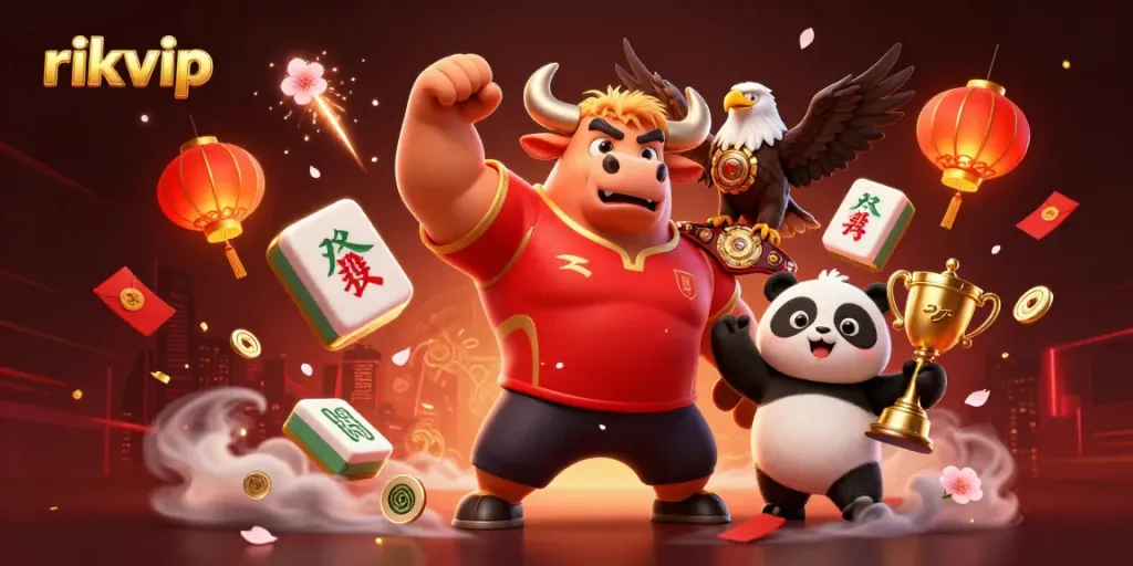 Experience the thrill at rikvip with a vibrant 3D casino scene celebrating wins and joy.