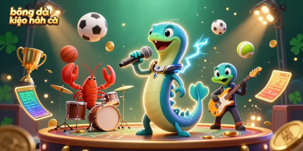 Experience the excitement of bóng đá kèo nhà cái with animated sports elements and casino vibes in a dynamic underwater stage.