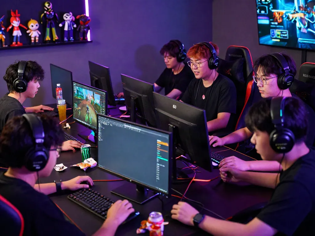 Kilat404 vibrant online gaming scene with diverse players experiencing multiplayer action and excitement.