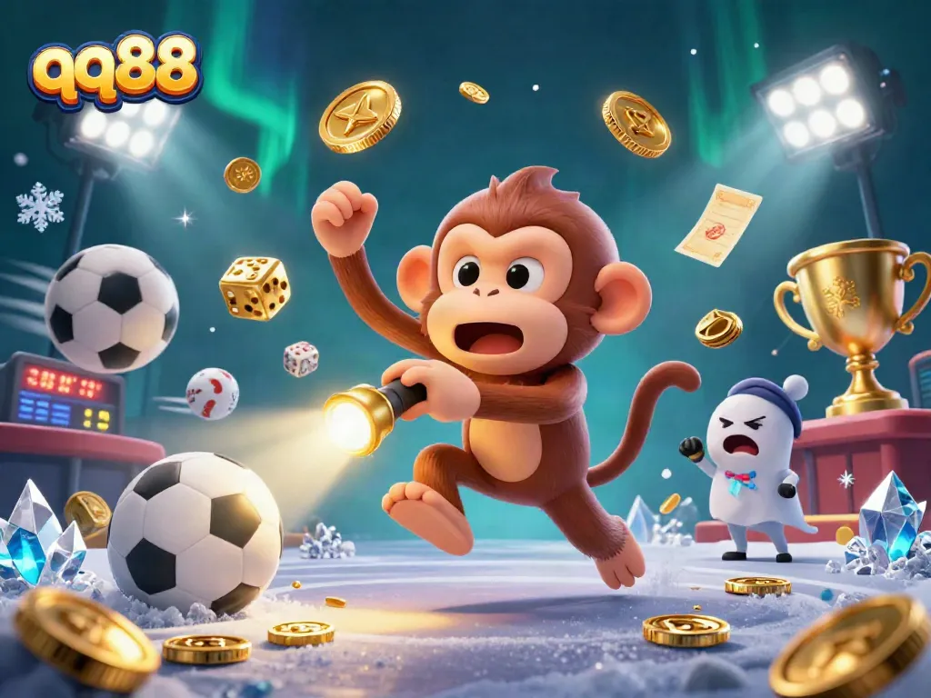 Engage with exciting games at qq88 casino while the playful poltergeist monkey juggles golden prizes.