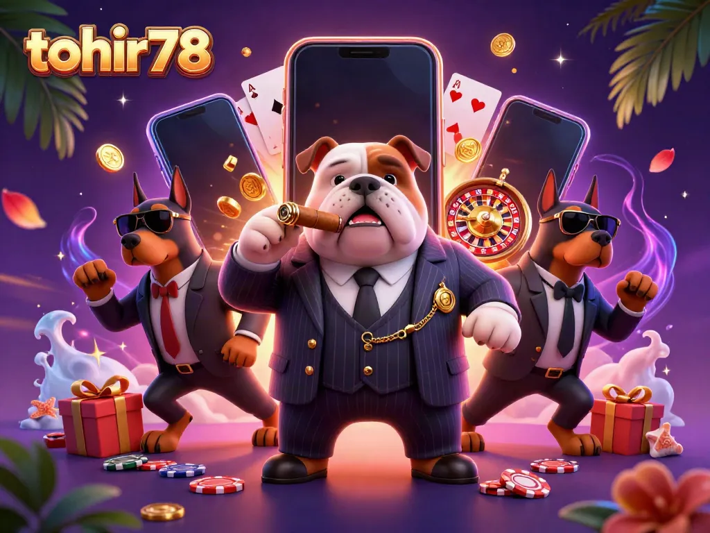 Engage in thrilling gambling action with tohir78 amidst vibrant 3D casino elements and charismatic characters.