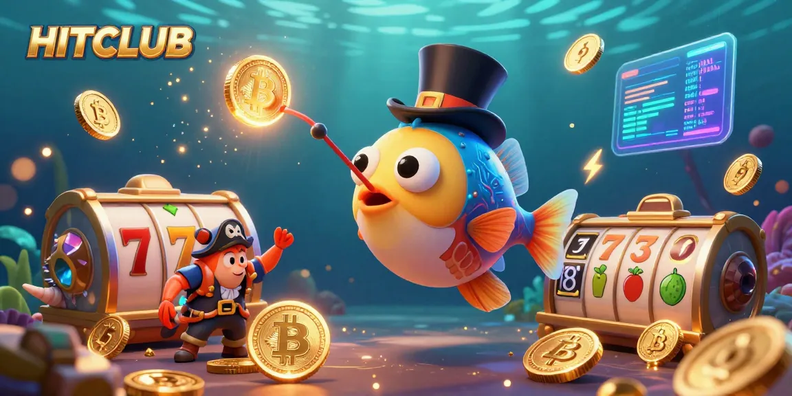 Play exciting games at HITCLUB with vibrant characters and golden coins attracting players.