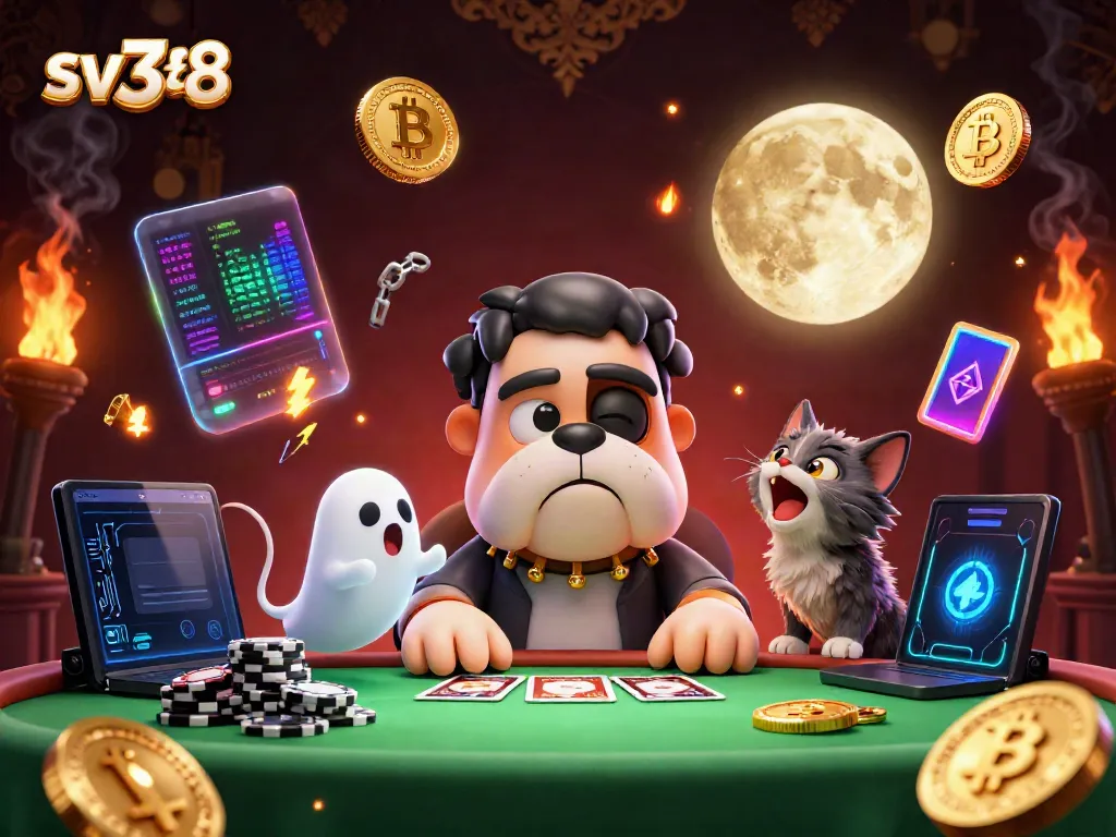 Engage with sv388 at a lively casino table, featuring animated characters and dynamic gaming elements.