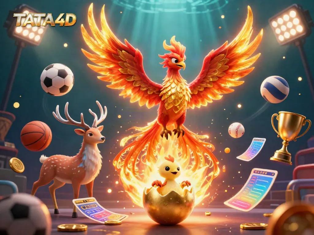 TATA4D engages with an enchanting 3D phoenix scene enhancing sports betting excitement.