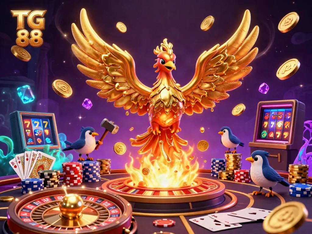Experience the exhilarating world of TG 88 with dynamic casino scenes and colorful game elements.