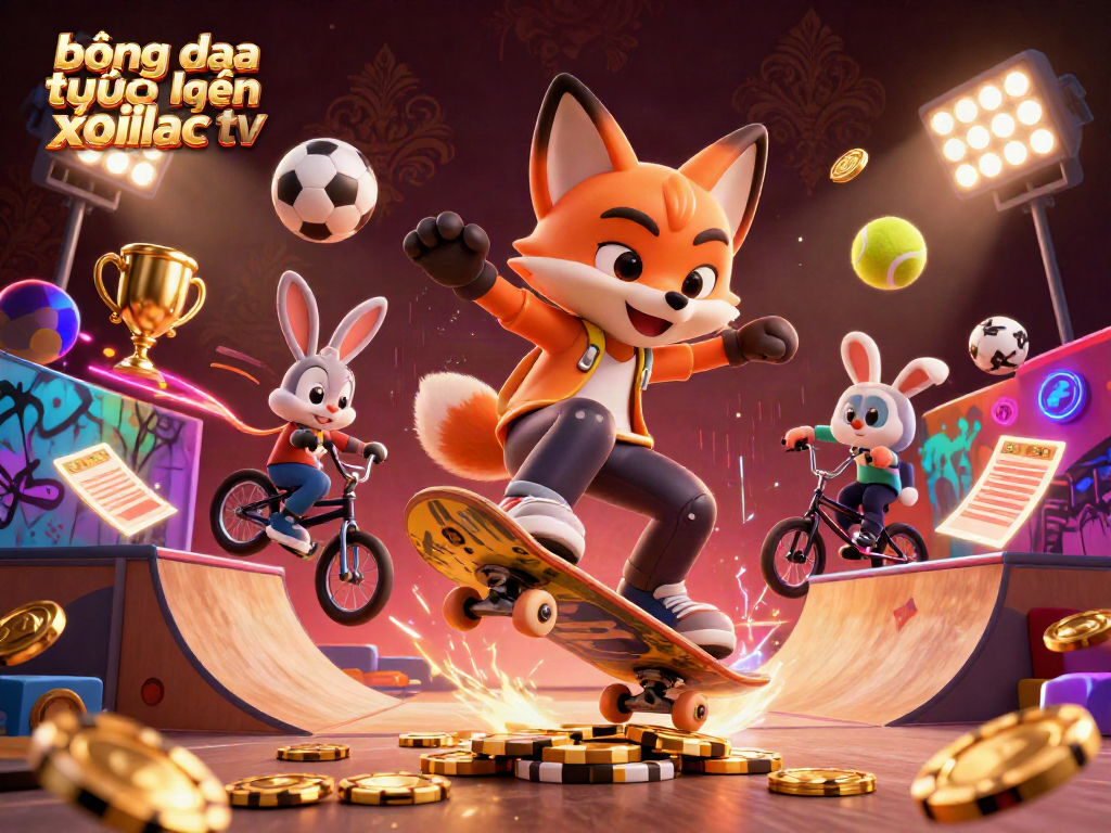 Experience bóng đá trực tuyến xoilac tv with a vibrant 3D cartoon scene showcasing dynamic sports action.
