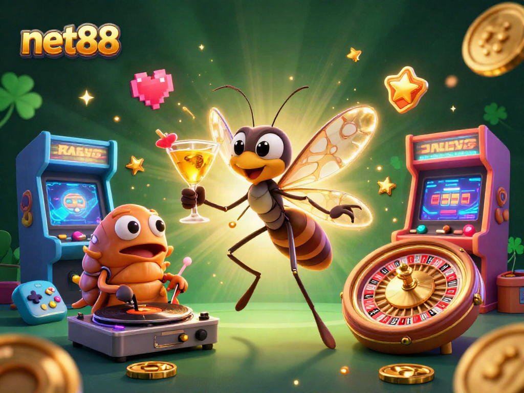 Experience net88 with vibrant 3D gaming illustrations showcasing exciting casino elements.