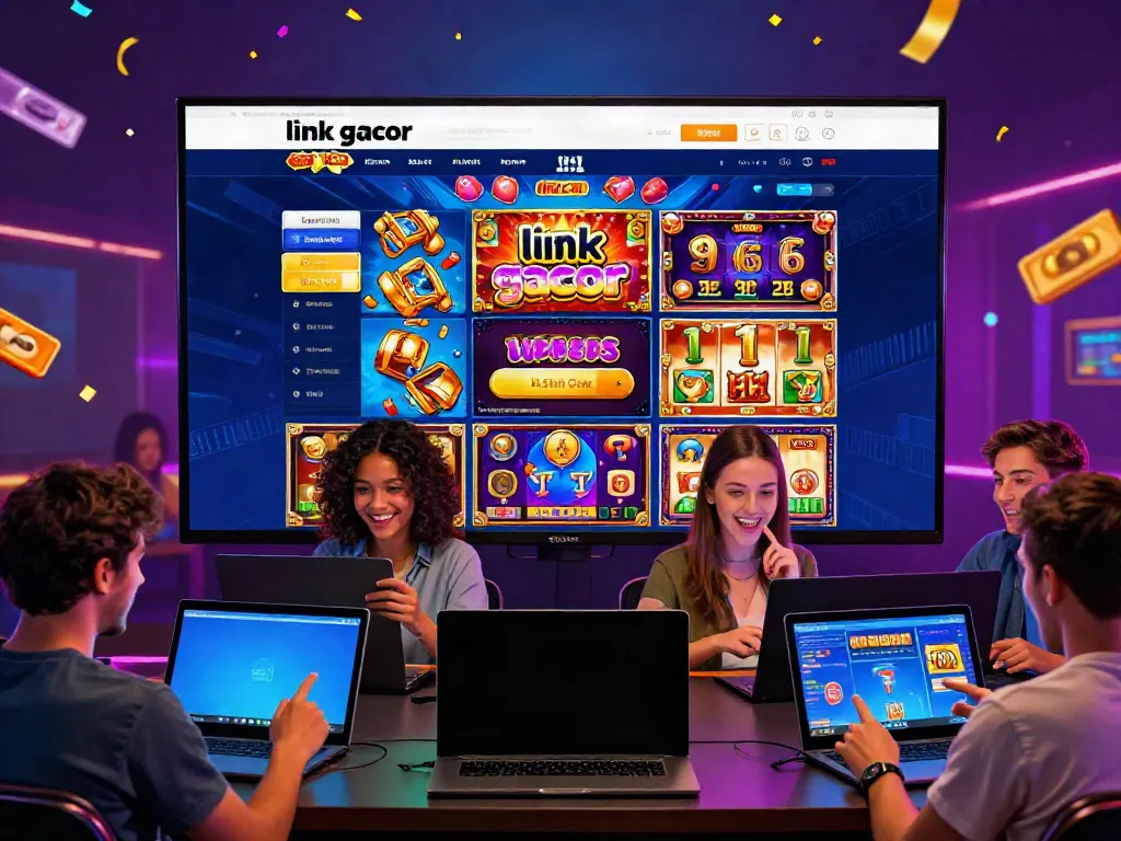 Engaging online platform highlighting link gacor slot games with excited players and vibrant graphics.