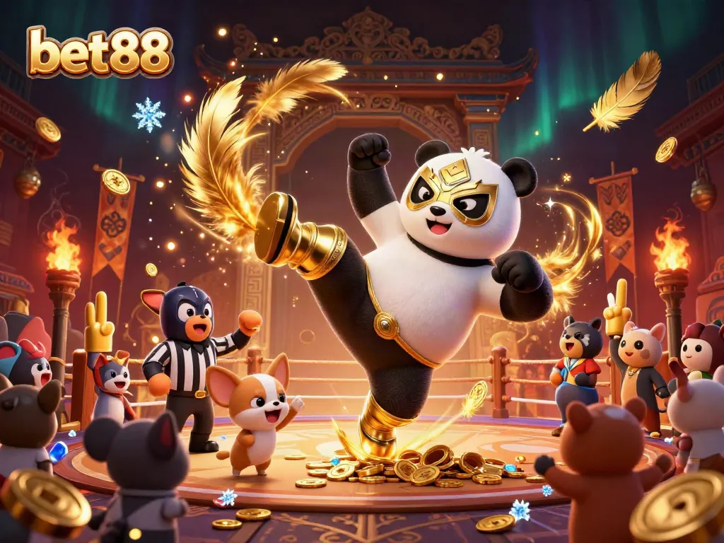 Experience the excitement of betting at bet88 with a dazzling 3D wrestling showdown set in a vibrant casino atmosphere.