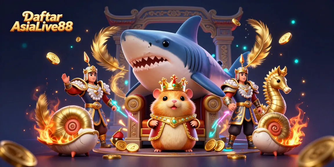 Join the thrill with Daftar AsiaLive88, featuring vibrant casino elements and charming characters in a captivating setting.