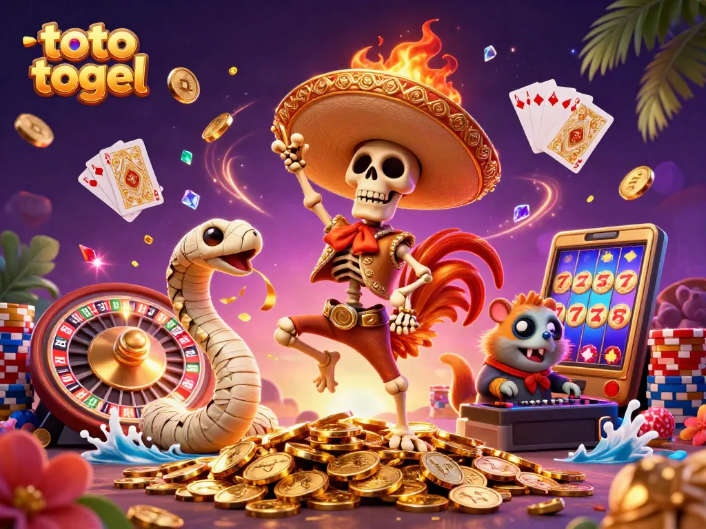 Experience the thrill of toto togel while a roaster dances on coins and a hamster spins the decks.