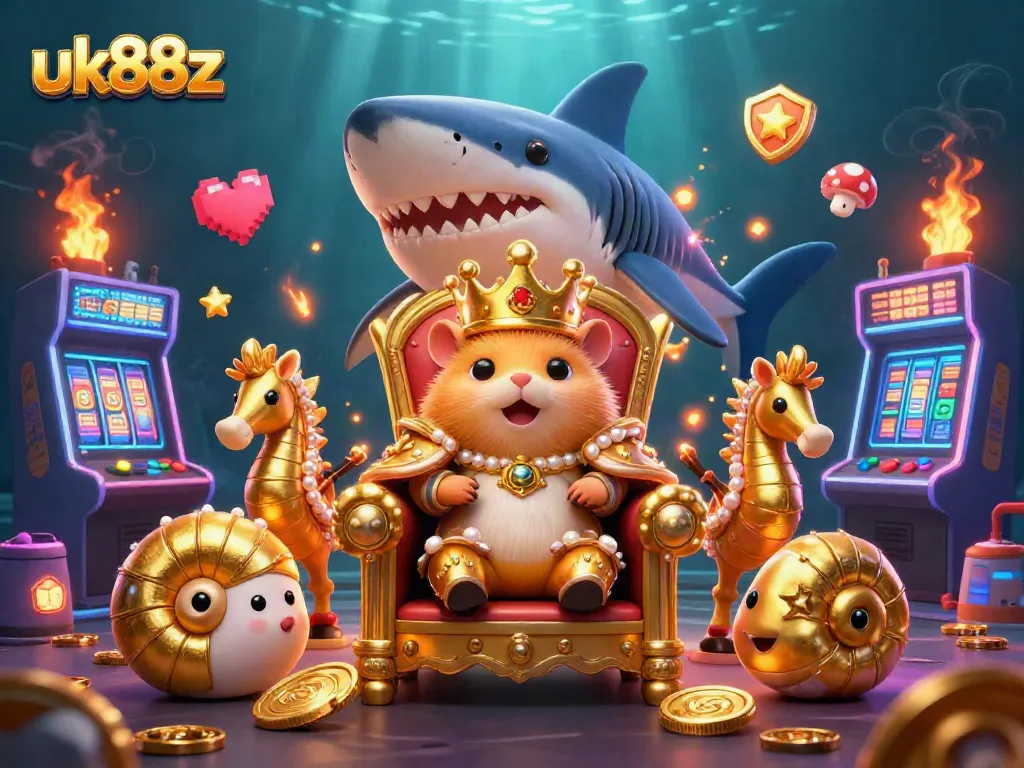 Experience the excitement at uk88z with a golden hamster king in a vibrant casino world.