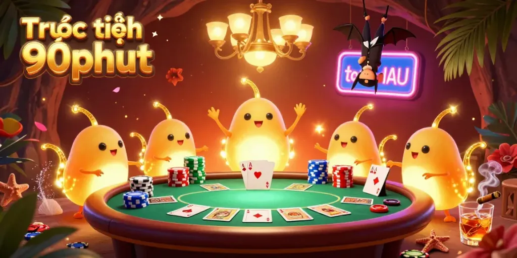 Experience Trực tiếp 90phut action with vibrant glowworms lighting up a dynamic casino scene.