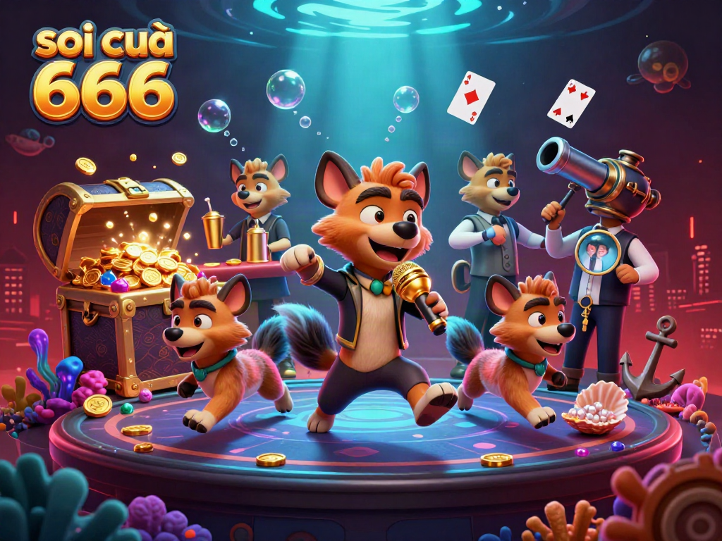 Experience the energy of soi cầu 666 in a vibrant casino scene with hyenas and treasures.